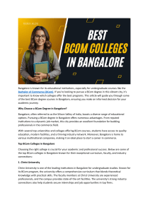 Best BCom Colleges in Bangalore: A Guide