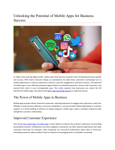 Unlocking the Potential of Mobile Apps for Business Success