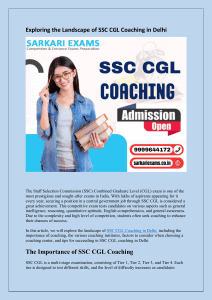 Exploring the Landscape of SSC CGL Coaching in Delhi