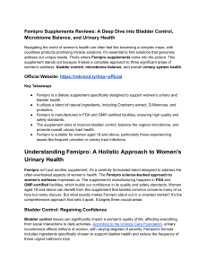 Femipro Supplements Reviews  A Deep Dive into Bladder Control, Microbiome Balance, and Urinary Health