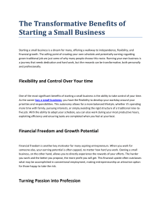 The Transformative Benefits of Starting a Small Business