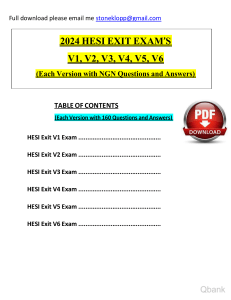 2024 Exit Hesi Exam V1, V2, V3, V4, V5, V6, with NGN Questions and Verified Rationalized Answers watermark