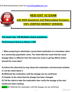 2024 Hesi Exit Exam V2 with NGN Questions and Verified Rationalized Answers, 100 Guarantee Pass watermark