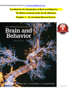 An introduction to brain and behavior 7th bryan kolb ian q whishaw g campbell teskey test bank - Copy watermark