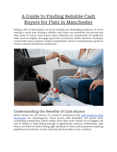 A Guide to Finding Reliable Cash Buyers for Flats in Manchester