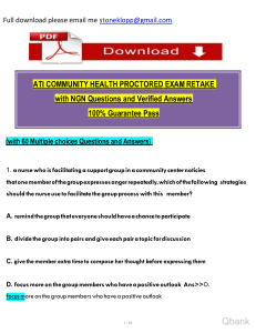 ATI Community Health Proctored Exam Retake (2023 - 2024) with NGN Questions and Verified Rationalized Answers, Passing Score Guarantee watermark