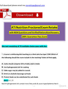 ATI Nutrition Proctored Retake Exam (2023 - 2024) with NGN Questions and Verified Rationalized Answers, 100 Guarantee Pass watermark