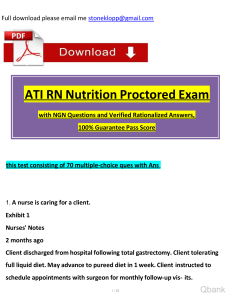 ATI RN Nutrition Proctored Exam (2023 - 2024) with NGN Questions and Verified Rationalized Answers, 100 Guarantee Pass watermark