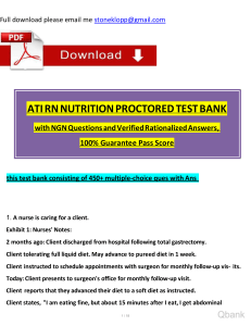 ATI RN Nutrition Proctored Exam TEST BANK (2023 - 2024) with NGN Questions and Verified Rationalized Answers, 100 Guarantee Pass watermark