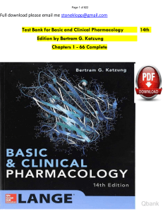 Basic and Clinical Pharmacology 14th Edition Katzung Trevor Test Bank watermark