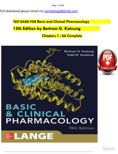 Basic and Clinical Pharmacology 15th Edition Katzung Trevor Test Bank - Copy watermark