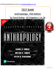 Ebook. Solution Manual and Test Bank for Anthropology, 15th Edition Carol R. Ember  Complete Chapters watermark