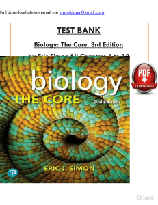 Ebook. Solution Manual and Test Bank for Biology The Core, 3rd Edition by Eric J. Simon watermark