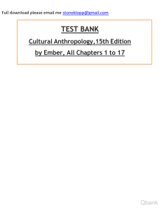 Ebook. Solution Manual and Test Bank for Cultural Anthropology, 15th Edition Carol R. Ember  Complete watermark