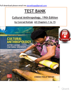 Ebook. Solution Manual and Test Bank for Cultural Anthropology, 19th Edition Conrad Kottak  Complete Chapters (1) watermark