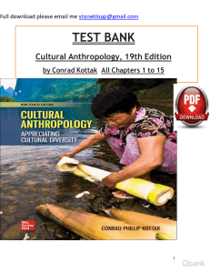 Ebook. Solution Manual and Test Bank for Cultural Anthropology, 19th Edition Conrad Kottak  Complete Chapters watermark (1)