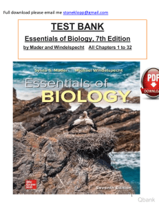 Ebook. Solution Manual and Test Bank for Essentials of Biology, 7th Edition by Sylvia Mader, Michael Windelspecht watermark