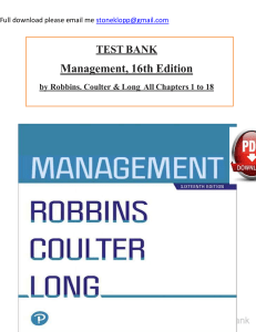 Ebook. Solution Manual and Test Bank for Management, 16th Edition by Stephen P. Robbins watermark