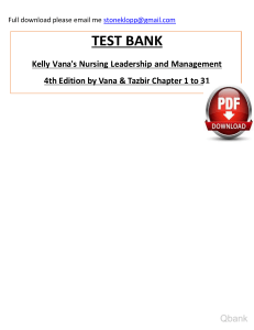 Ebook. Solution Manual and Test Bank for Nursing leadership management 4th edition by patricia kelly Vana watermark