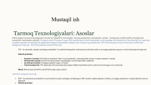 Tarmoq Texnologiyalari Asoslari