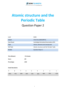 IGCSE Chemistry Exam: Atomic Structure & Periodic Table