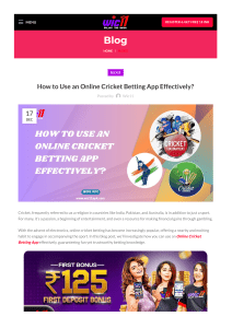 How to Use an Online Cricket Betting App Effectively?