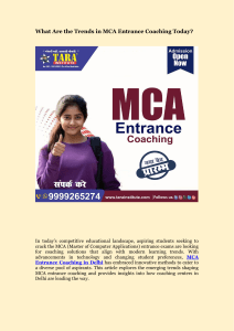 MCA Entrance Coaching Trends in Delhi