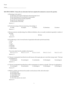 Physiology Exam: Multiple Choice & Essay Questions