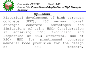 High Strength Concrete Course Syllabus