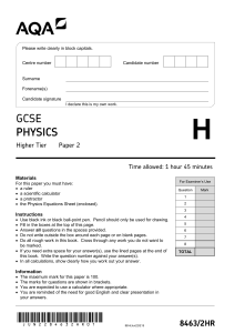 GCSE Physics Higher Tier Paper 2 Exam