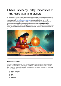 Check Panchang Today  Importance of Tithi, Nakshatra, and Muhurat