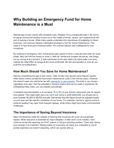 Why Building an Emergency Fund for Home Maintenance is a Must 