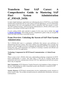 SAP Fiori System Admin C_FIOAD_2410 Study Guide