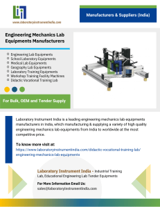 Engineering Mechanics Lab Equipment Manufacturers India