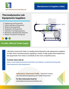 Thermodynamics Lab Equipment Suppliers in India