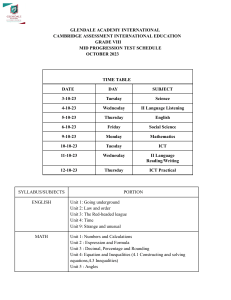 Grade VIII Test Schedule - Glendale Academy