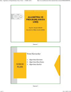 1 4 ünite ALGORİTMA VE PROGRAMLAMAYA GİRİŞ Sunum İstanbul Üniversitesi