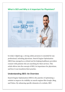 What is SEO and Why is it Important for Physicians