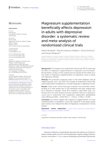 Magnesium & Depression: A Systematic Review