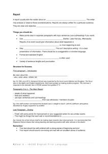 Report Writing Guide for IGCSE English