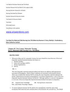 Test Bank For Maternal Child Nursing Care 7th Edition by Shannon E. Perry, Marilyn J. Hockenberry, Mary Catherine Cashion