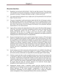 Finance Chapter: Corporate Governance & Markets