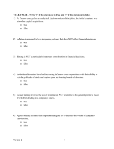 Finance Test: Core Concepts