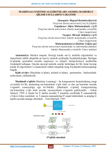 Mashinali o'qitish algoritmlari asosida bashorat qilish