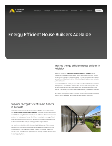 Energy Efficient House Builders Adelaide