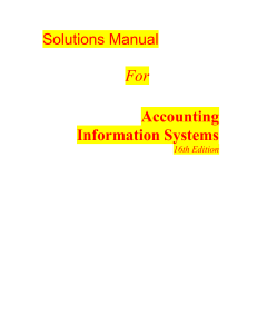 Accounting Information Systems Solutions Manual 16th Edition