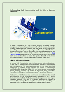 Tally Customization: Business Operations Guide