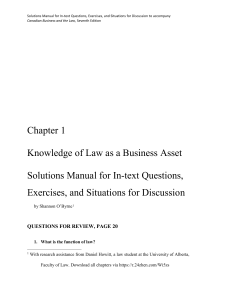 solution manual for Canadian Business and the Law 7th edition by Dorothy Duplessis