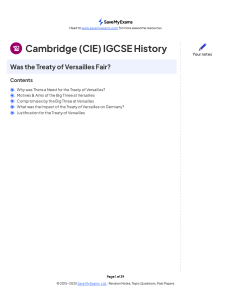 Treaty of Versailles Revision Notes