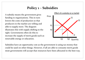 Government Economic Policies: Subsidies, Taxes, Price Ceilings